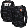 New Era Women's  Black Cleveland Browns Camo Long Sleeve T-shirt In Black