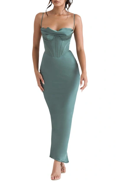 House Of Cb Charmaine Corset Dress In Pine