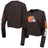 New Era Brown Cleveland Browns Crop Long Sleeve T-shirt In Brown