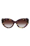 Longchamp Roseau 54mm Gradient Cat Eye Sunglasses In Tokyo Purple Havana