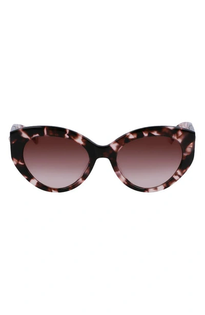 Longchamp Roseau 54mm Gradient Cat Eye Sunglasses In Rose Havana