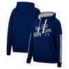 Colosseum Navy Penn State Nittany Lions Serena Oversized Sleeve Striping Pullover Hoodie In Navy