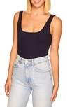Susana Monaco Low Back Thong Bodysuit In Midnight