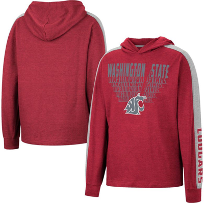 Colosseum Kids' Youth  Heathered Crimson Washington State Cougars Wind Changes Raglan Hoodie T-shirt