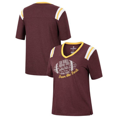 Colosseum Heathered Maroon Arizona State Sun Devils 15 Min Early Football V-neck T-shirt