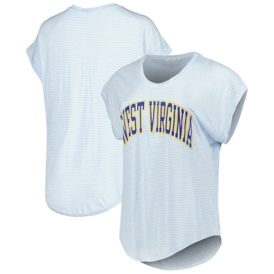 Camp David White/light Blue West Virginia Mountaineers Day Trip Striped Scoop Neck T-shirt