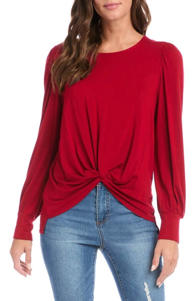 Karen Kane Twist Hem Long Sleeve Top In Red