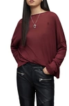 Allsaints Rita Oversize Long Sleeve T-shirt In Winer Orchid