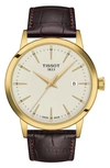 TISSOT LASSIC DREAM LEATHER STRAP WATCH, 42MM