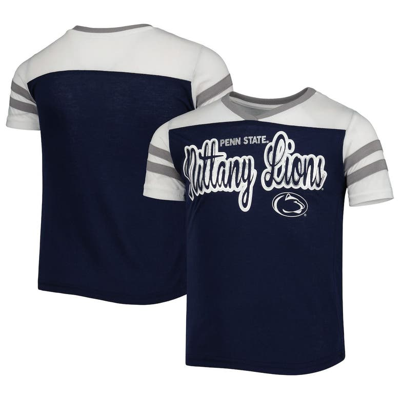 Colosseum Kids' Girls Youth  Navy Penn State Nittany Lions Practically Perfect Striped T-shirt