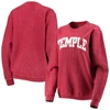 Pressbox Crimson Temple Owls Comfy Cord Vintage Wash Basic Arch Pullover Sweatshirt In Crimson