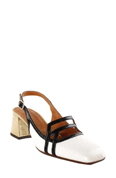 Chie Mihara Square Toe Pump In White,black,silver