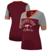 COLOSSEUM COLOSSEUM MAROON/HEATHERED GRAY VIRGINIA TECH HOKIES THERE YOU ARE V-NECK T-SHIRT