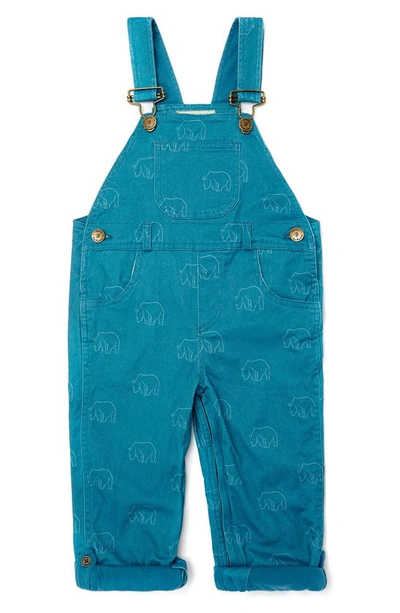 Dotty Dungarees Kids' Polar Bear Print Cotton Dungarees In Blue