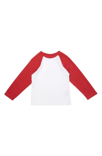 Dotty Dungarees Kids' Long Sleeve Cotton Baseball Tee In Red