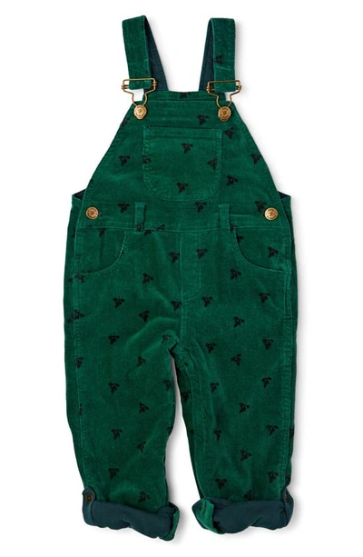 Dotty Dungarees Kids' Acorn Print Cotton Corduroy Overalls In Green
