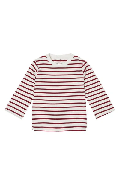 Dotty Dungarees Kids' Stripe Long Sleeve Cotton T-shirt In Red