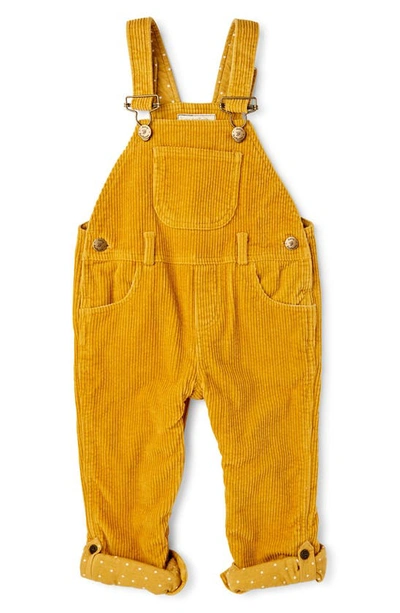 Dotty Dungarees Kids' Cotton Wide Wale Corduroy Overalls In Ochre