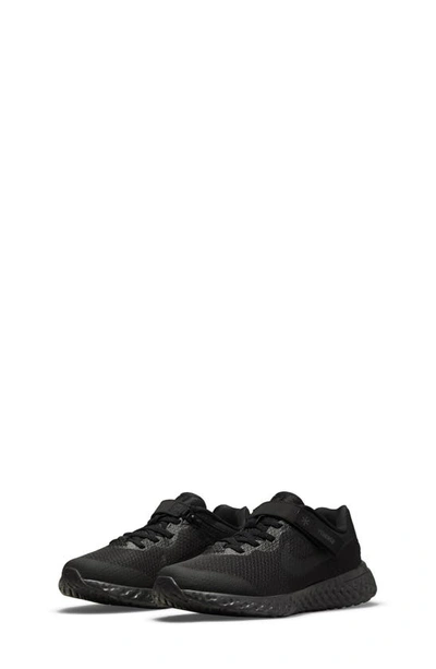 Nike Revolution 6 Flyease Big Kids' Easy On/off Road Running Shoes In Black,dark Smoke Grey,black