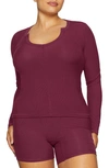 Skims Soft Lounge Long Sleeve Rib Top In Wine