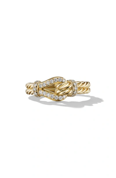David Yurman Thoroughbred Loop Ring With Diamonds In 18k Yellow Gold