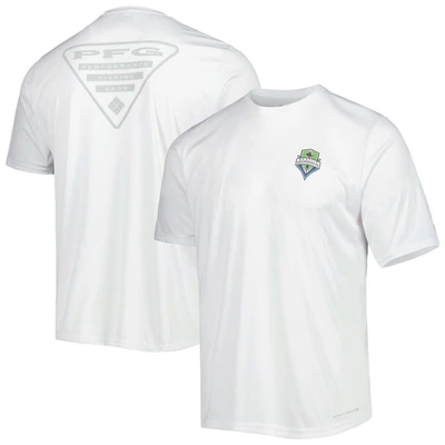 COLUMBIA COLUMBIA OLYMPIC WHITE SEATTLE SOUNDERS FC TERMINAL TACKLE OMNI-SHADE T-SHIRT
