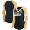 Fanatics Branded Black/gold New Orleans Saints True To Form Raglan Lace-up V-neck Long Sleeve T-shir In Black