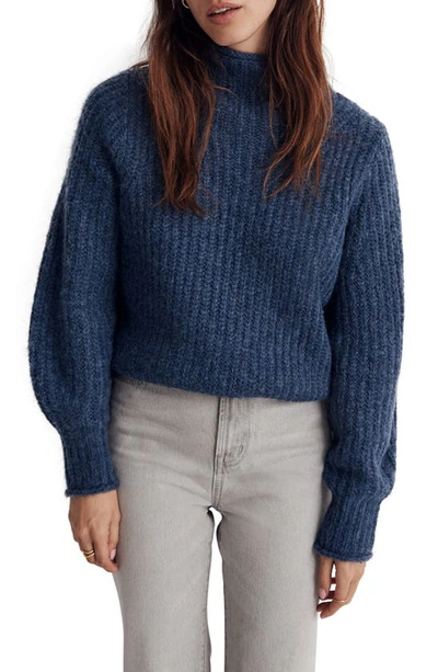 Madewell Loretto Funnel Neck Sweater In Heather Blueberry
