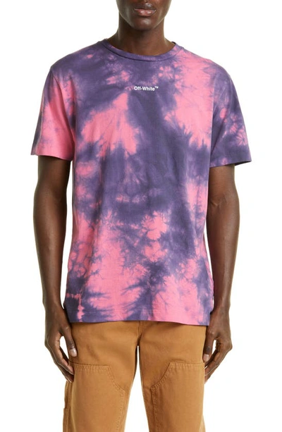 Off-white Arrow Tie Dye Slim Fit Cotton Graphic Tee In Pink