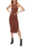 Michael Stars Wren Sleeveless Side Slit Knit Midi Dress In Chestnut