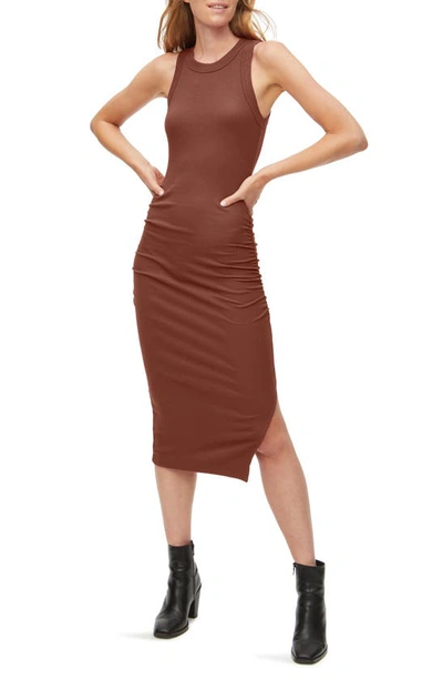 Michael Stars Wren Sleeveless Side Slit Knit Midi Dress In Chestnut