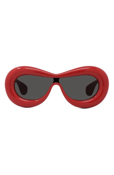 Loewe Round Sunglasses In Shiny Red / Smoke