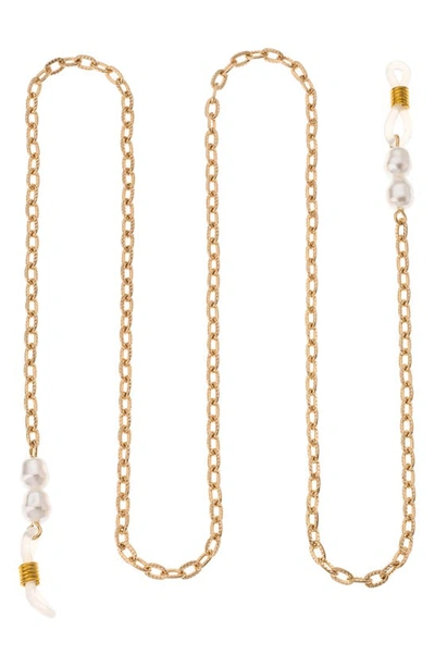 Ettika Imitation Pearl Eyeglass Chain In Gold