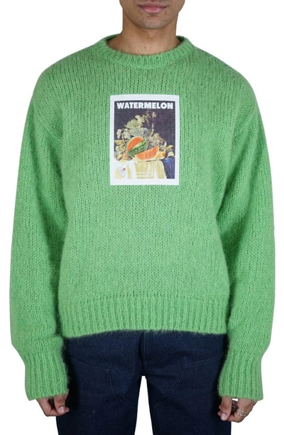 Sky High Farm Workwear Gender Inclusive Mohair & Alpaca Blend Graphic Sweater In 1 Green