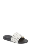 Mcm Monogram-print Open-toe Slides In White
