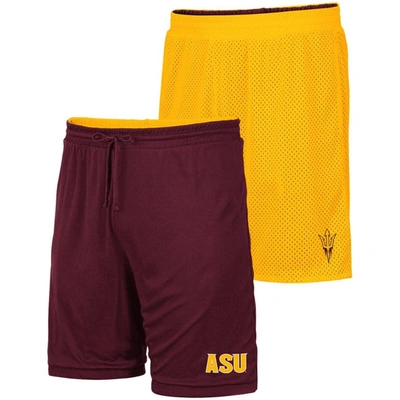 Colosseum Men's  Gold, Maroon Arizona State Sun Devils Wiggum Reversible Shorts In Gold,maroon