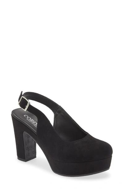 Cordani Torrie Platform Slingback Pump In Black Suede