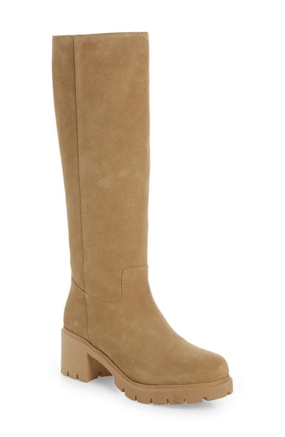 Frame Le Scout Suede Knee-high Boots In Light Tan