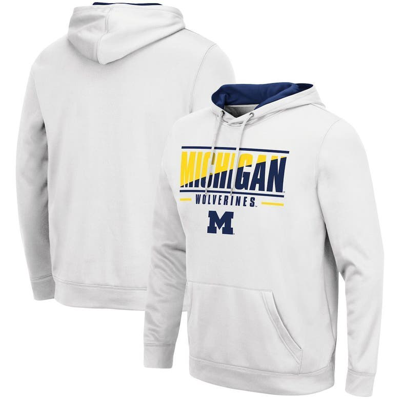 Colosseum White Michigan Wolverines Slash Stack 2.0 Pullover Hoodie