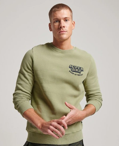 Superdry Men's Vintage Cooper Classic Crew Sweatshirt Green / Oil Green -  Size: M | ModeSens
