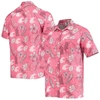 WES & WILLY WES & WILLY CRIMSON WASHINGTON STATE COUGARS VINTAGE FLORAL BUTTON-UP SHIRT