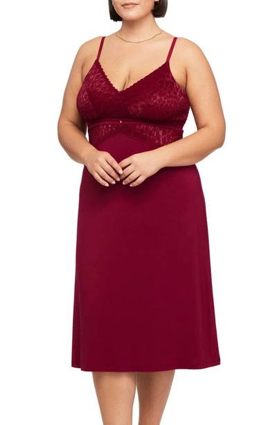 Montelle Intimates Modal Blend Midi Long Chemise In Sangria