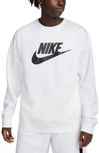 Nike Fleece Graphic Pullover Sweatshirt In White