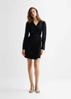 MANGO TEEN VELVETY DRESS WITH CORD BLACK