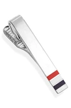 Thom Browne Rwb Stripe Long Silver Tie Clip In Silver/ Red/ White