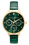 Olivia Burton Women's Multifunction Green Leather Strap Watch 34mm