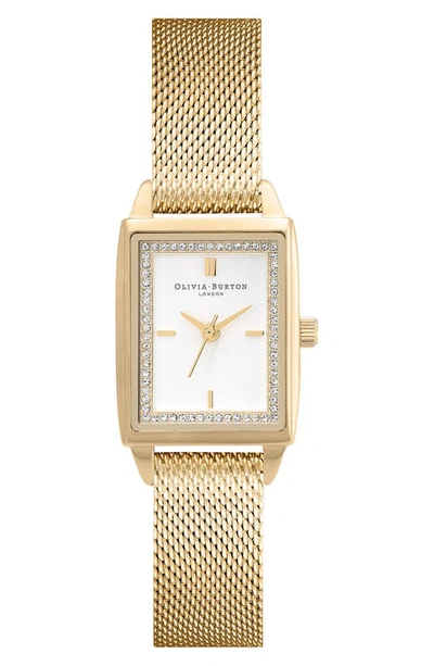 Olivia Burton Classics Rectangular Mesh Strap Watch, 20mm In Gold