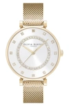 Olivia Burton Women's T-bar Gold-tone Stainless Steel Mesh Bracelet Watch 32mm In White/gold