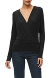 Michael Stars India Faux Wrap Sweater In Black