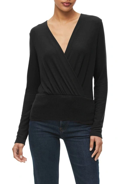 Michael Stars India Faux Wrap Sweater In Black